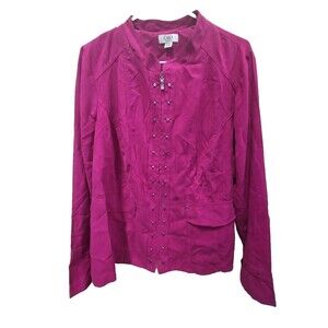 CATO Zip Front Magenta Jacket With Grommets SIZE 18/20W